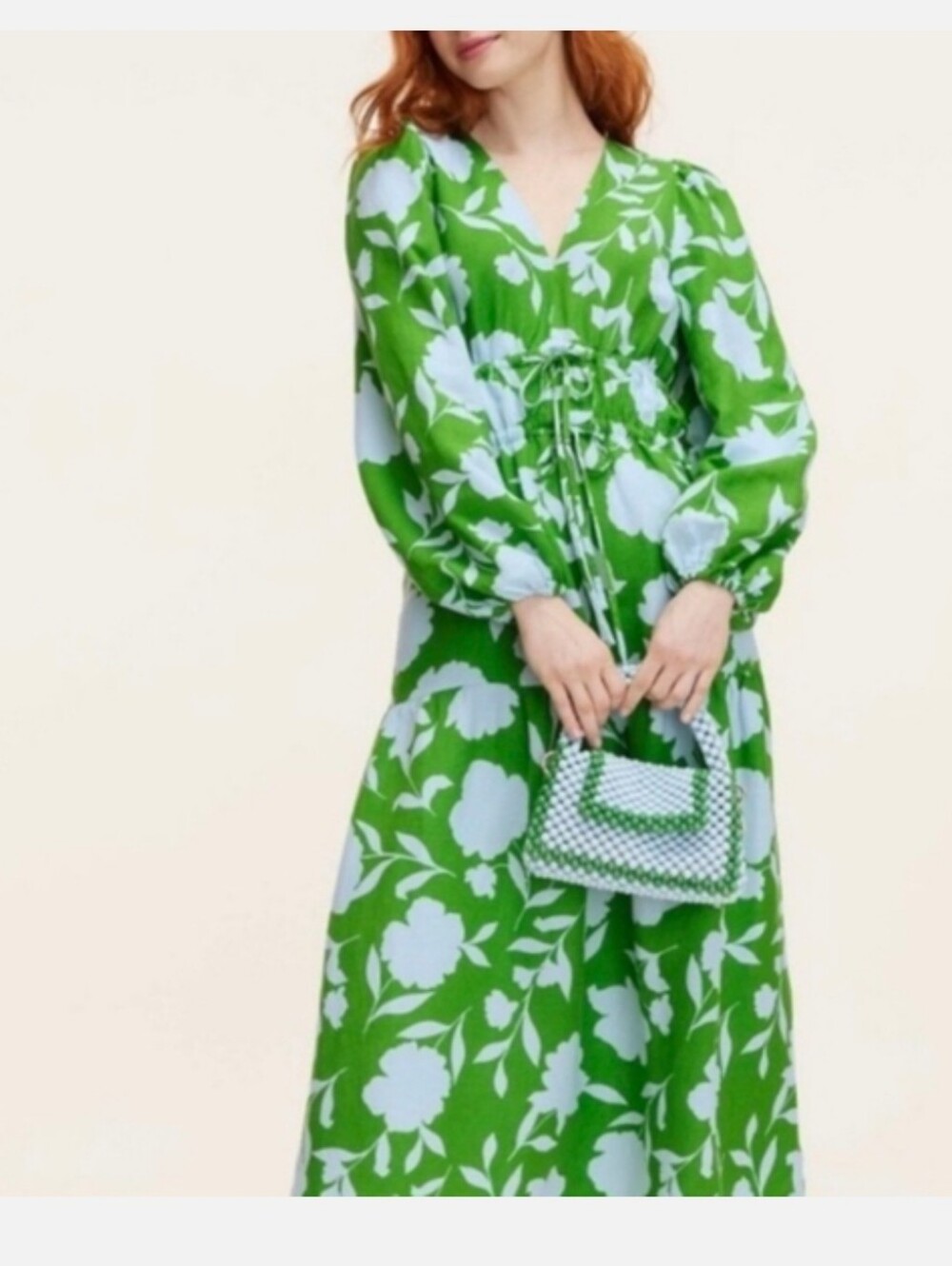 Kate Spade x Target Classic Rose Linen Long Sleeve Maxi Dress, Green, Medium